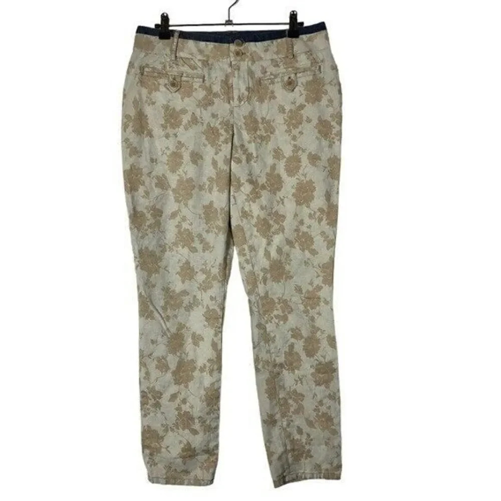 Anthropologie Cartonnier Charlie Beige Floral Cropped Trouser Pant 6